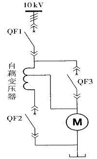 自藕變壓器啟動(dòng)的一次方案主接線(xiàn)圖